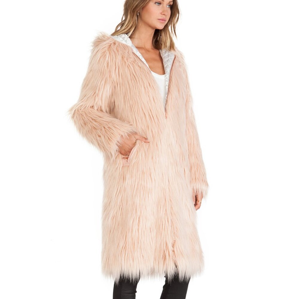 Chaser Hooded Faux Fur Long Coat